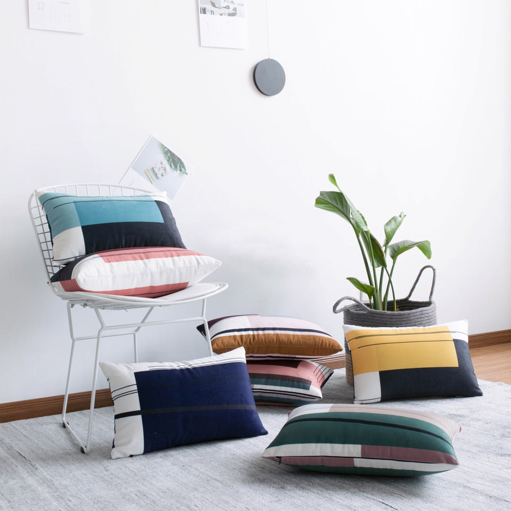 Lumbar Geometric Throw Pillow Cushion Cover