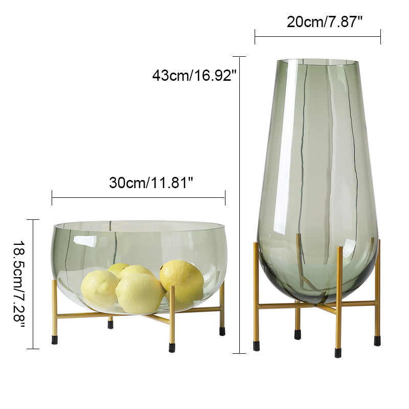 Luxurious Art Vase Ornament  & Transparent Fruit Bowl