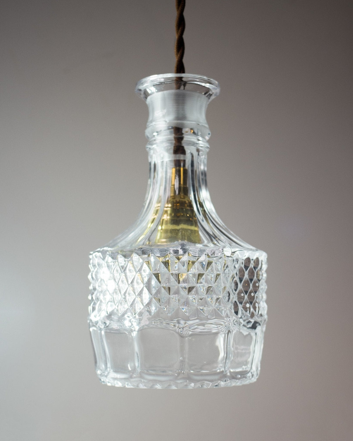 Cut glass bottle Pendant Light