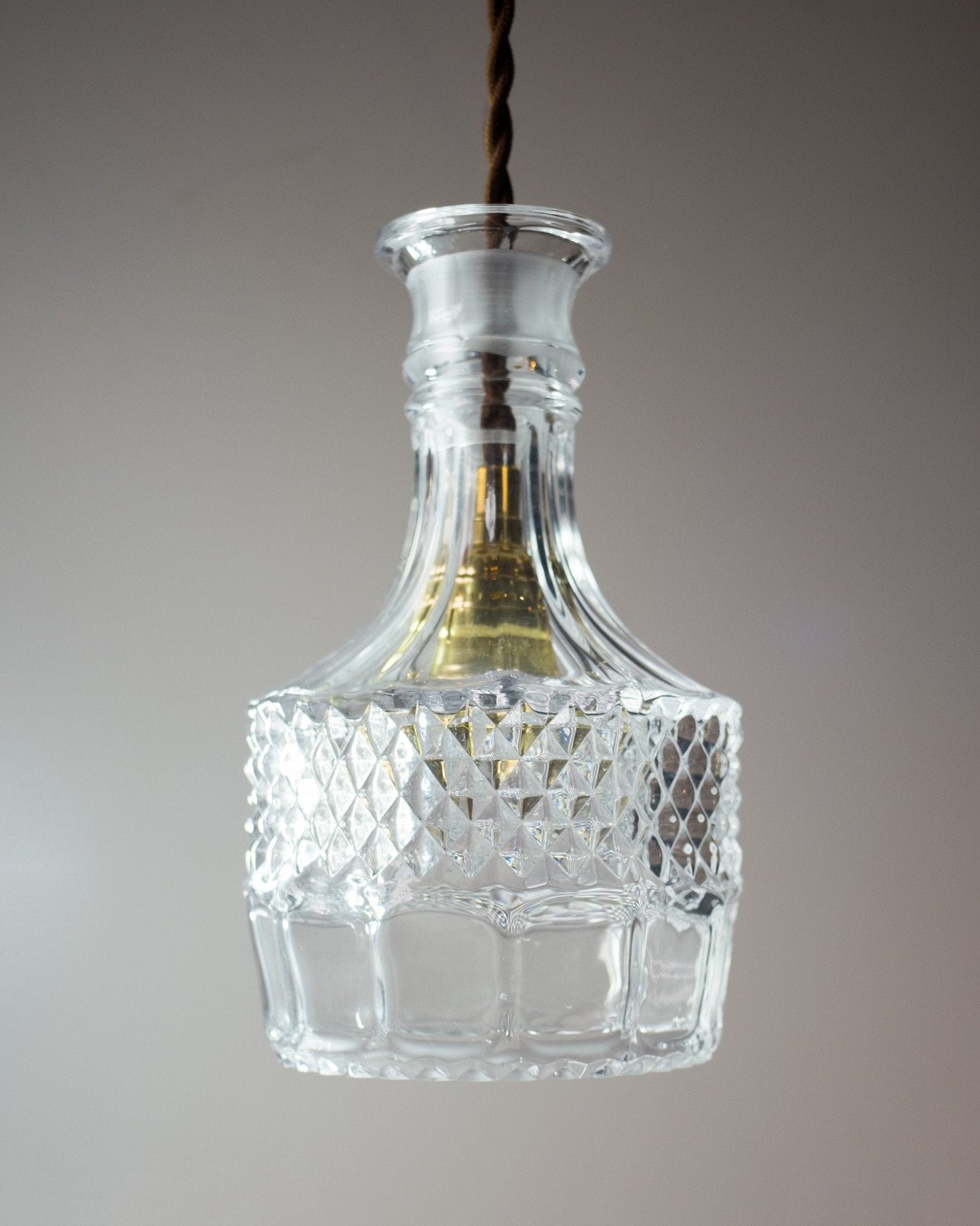 Cut glass bottle Pendant Light