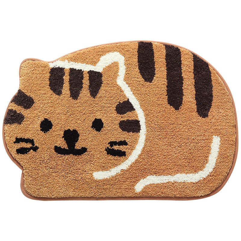 Feblilac Smiling Cat Bath Mat, Animal Bathroom Rug, Soft Plush Water-Absorbent 17.7″x25.5″ Cat Anti Slip Toilet Mat, Soft Thick Bathroom Carpet, Art Bathroom Mats, Best Bath Rugs, Hot Shower Mat Non Slip, Toilet Rug for Bath