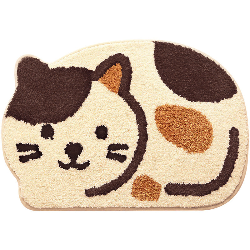 Feblilac Smiling Cat Bath Mat, Animal Bathroom Rug, Soft Plush Water-Absorbent 17.7″x25.5″ Cat Anti Slip Toilet Mat, Soft Thick Bathroom Carpet, Art Bathroom Mats, Best Bath Rugs, Hot Shower Mat Non Slip, Toilet Rug for Bath