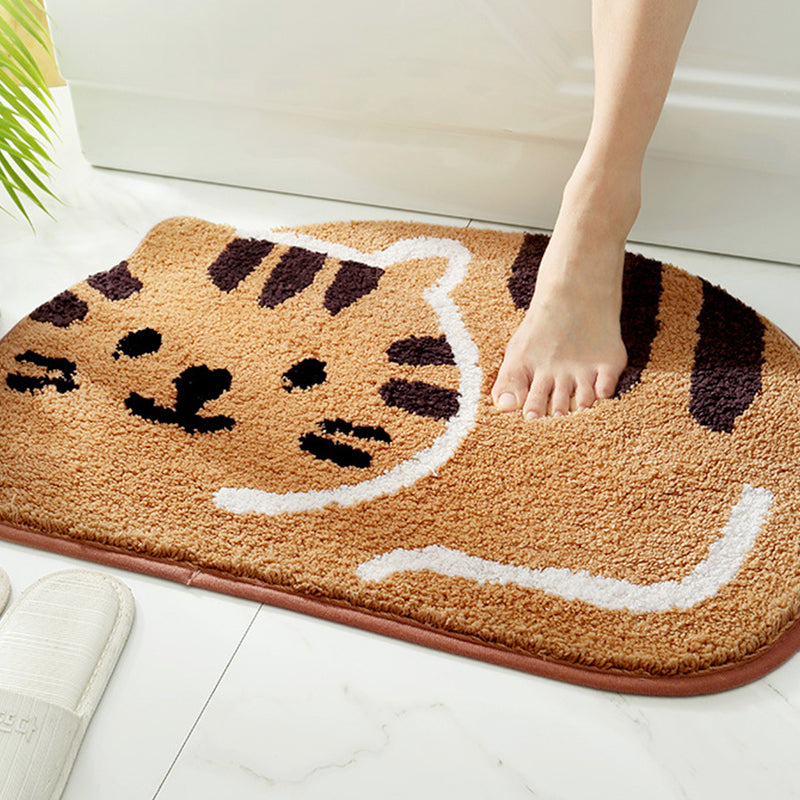 Feblilac Smiling Cat Bath Mat, Animal Bathroom Rug, Soft Plush Water-Absorbent 17.7″x25.5″ Cat Anti Slip Toilet Mat, Soft Thick Bathroom Carpet, Art Bathroom Mats, Best Bath Rugs, Hot Shower Mat Non Slip, Toilet Rug for Bath