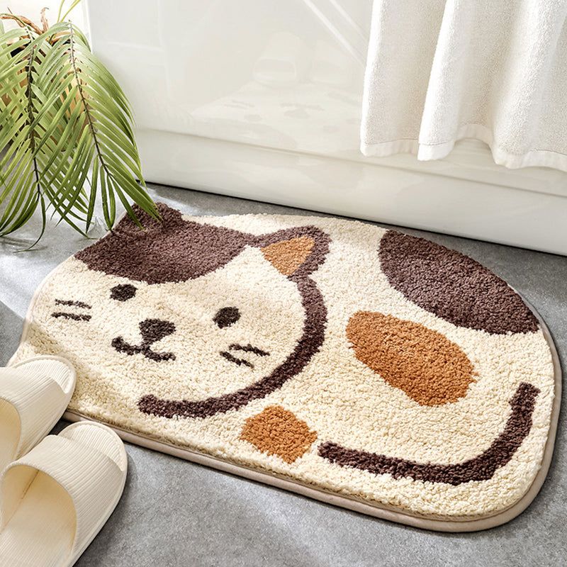Feblilac Smiling Cat Bath Mat, Animal Bathroom Rug, Soft Plush Water-Absorbent 17.7″x25.5″ Cat Anti Slip Toilet Mat, Soft Thick Bathroom Carpet, Art Bathroom Mats, Best Bath Rugs, Hot Shower Mat Non Slip, Toilet Rug for Bath