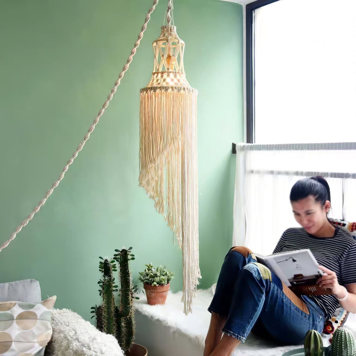 Macrame Spiral Chandelier