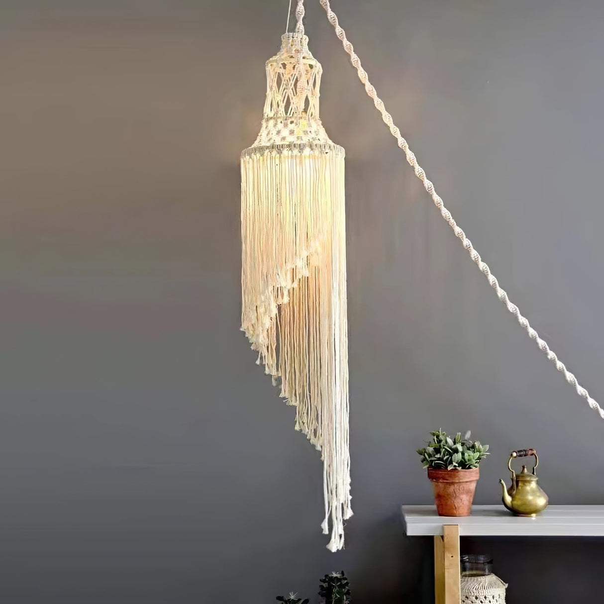 Macrame Spiral Chandelier