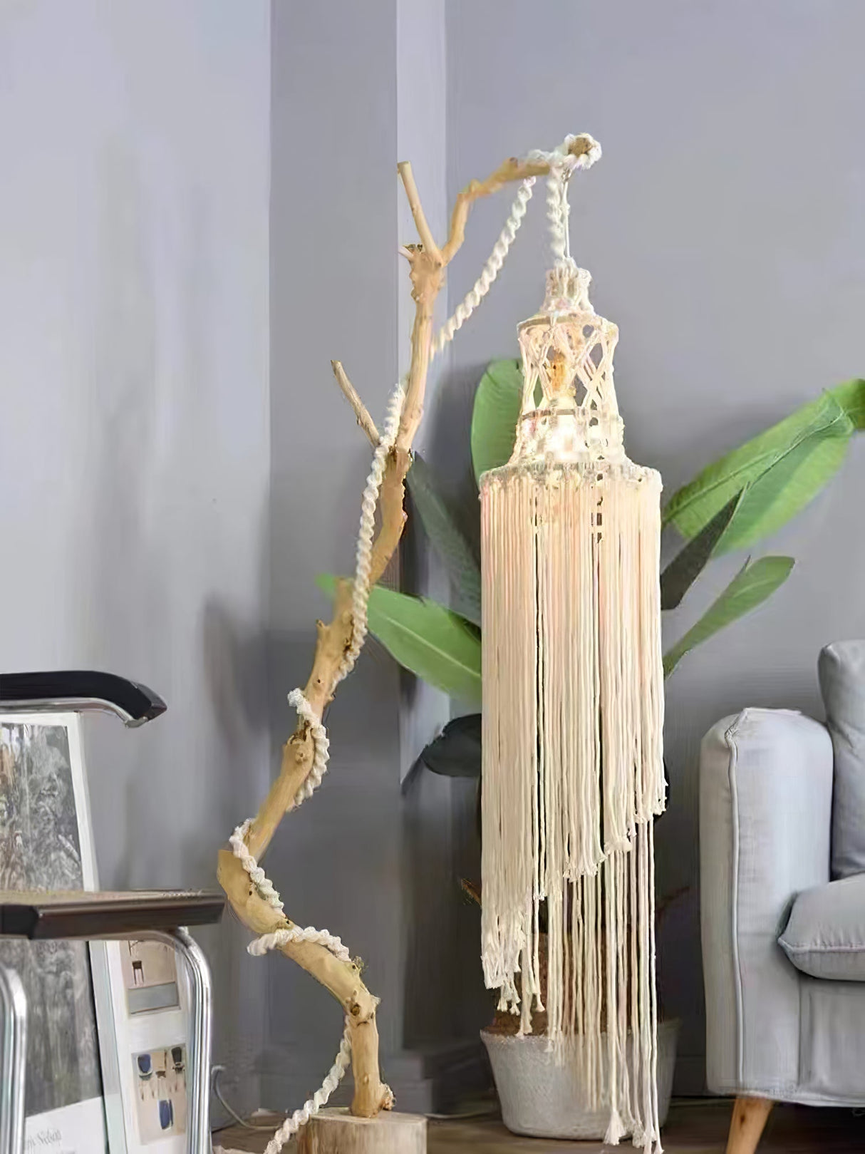 Macrame Spiral Chandelier