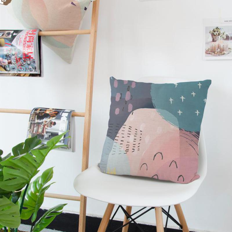 Modern Minimalist Abstract Cushion Cover Hand Paintings Sun Raindrops
