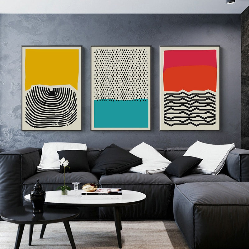 Modern Multicolored Abstract Geometric Wall Art Canvas Painting Picture Posters and Prints Gallery Kids Kitchen Home Decor