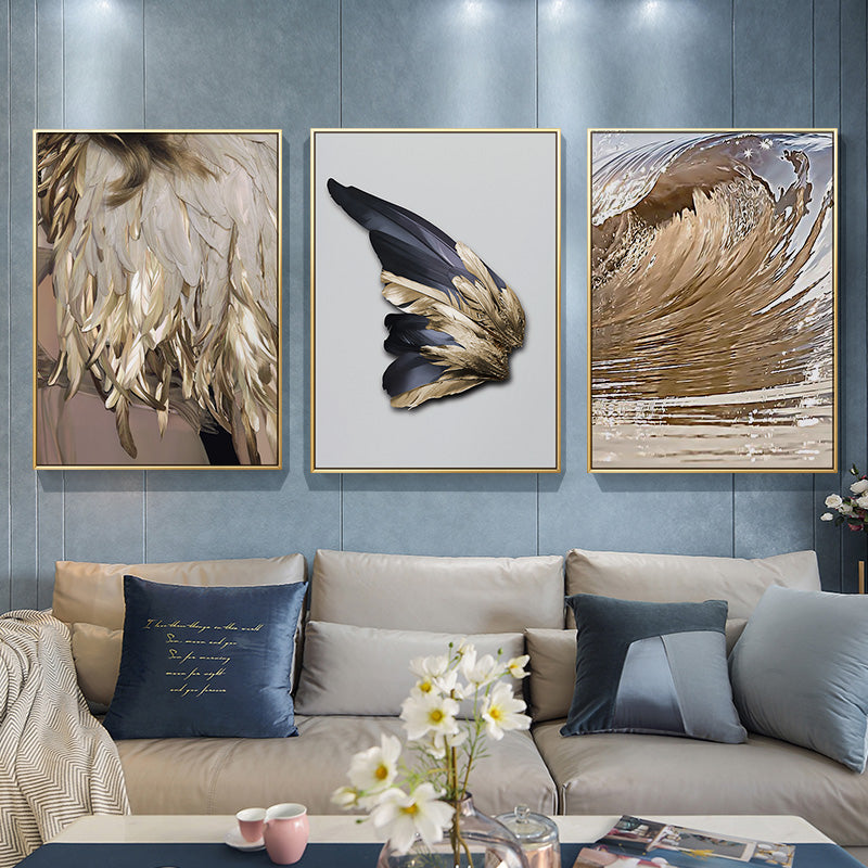 Modern Nordic Abstract Art Golden Feather Poster Print Canvas for Home Wall Art Decoration
