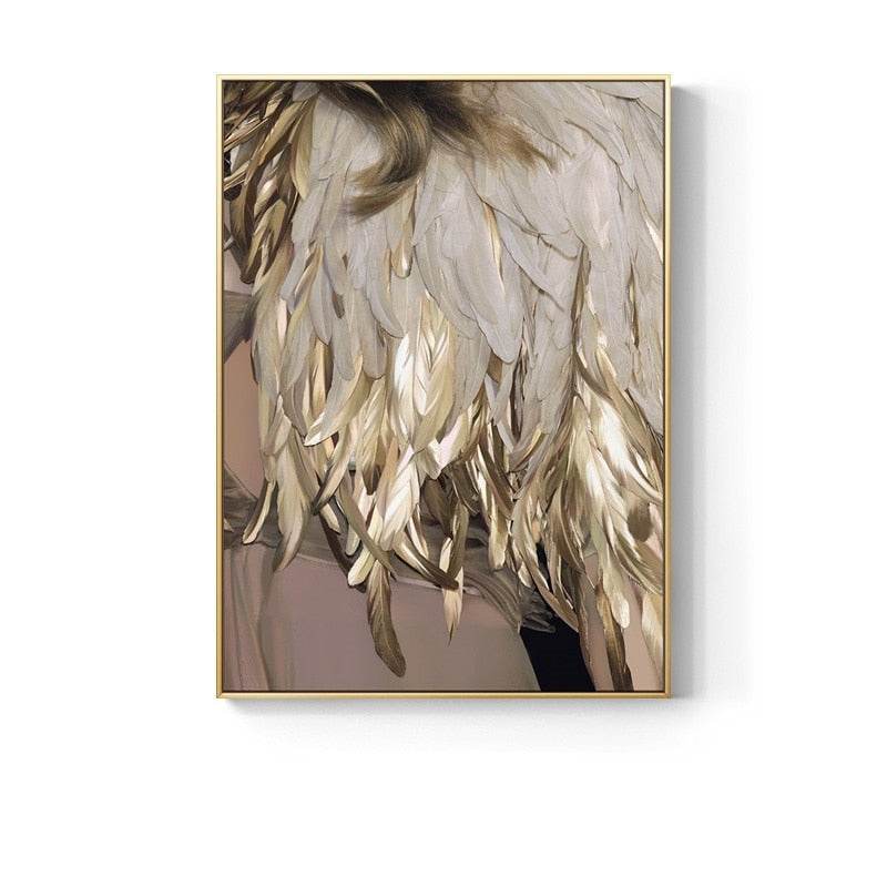 Modern Nordic Abstract Art Golden Feather Poster Print Canvas for Home Wall Art Decoration