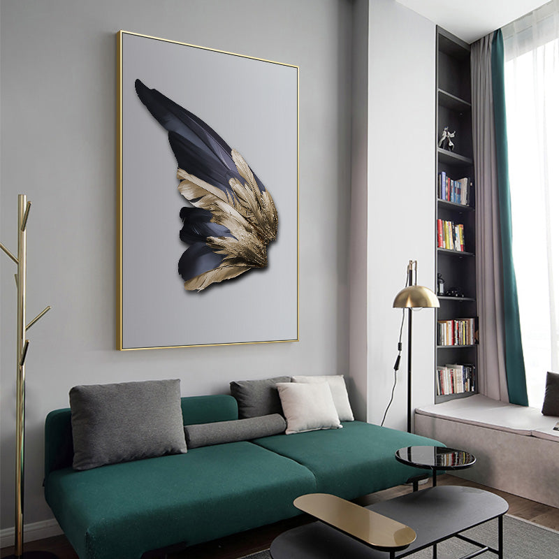 Modern Nordic Abstract Art Golden Feather Poster Print Canvas for Home Wall Art Decoration
