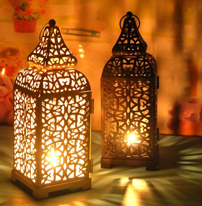 Moroccan Carved Metal Candle Holders