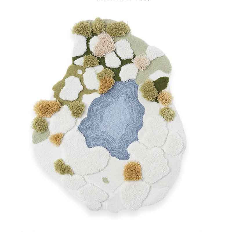 Feblilac 3D Moss Snow Lake Bedroom Mat, Multiple Sized Floral Bedroom Mat, Plants Bedroom Rugs, Soft Thick Bedroom Carpet, Art Mats, Best Rugs, Hot Bedroom Mat