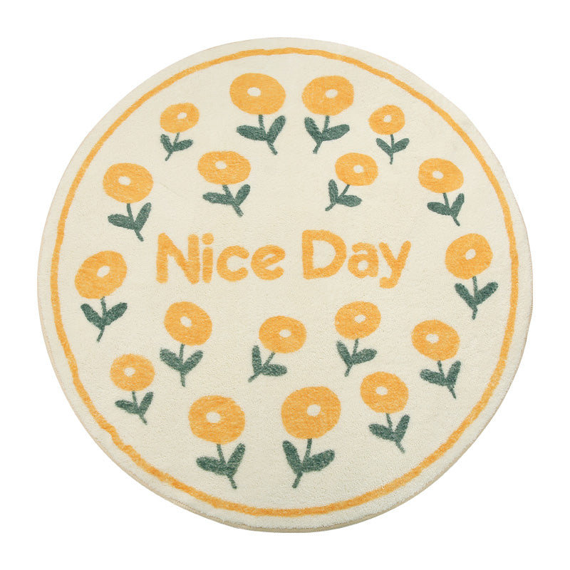 Nice Day Yellow Flower Round Mat