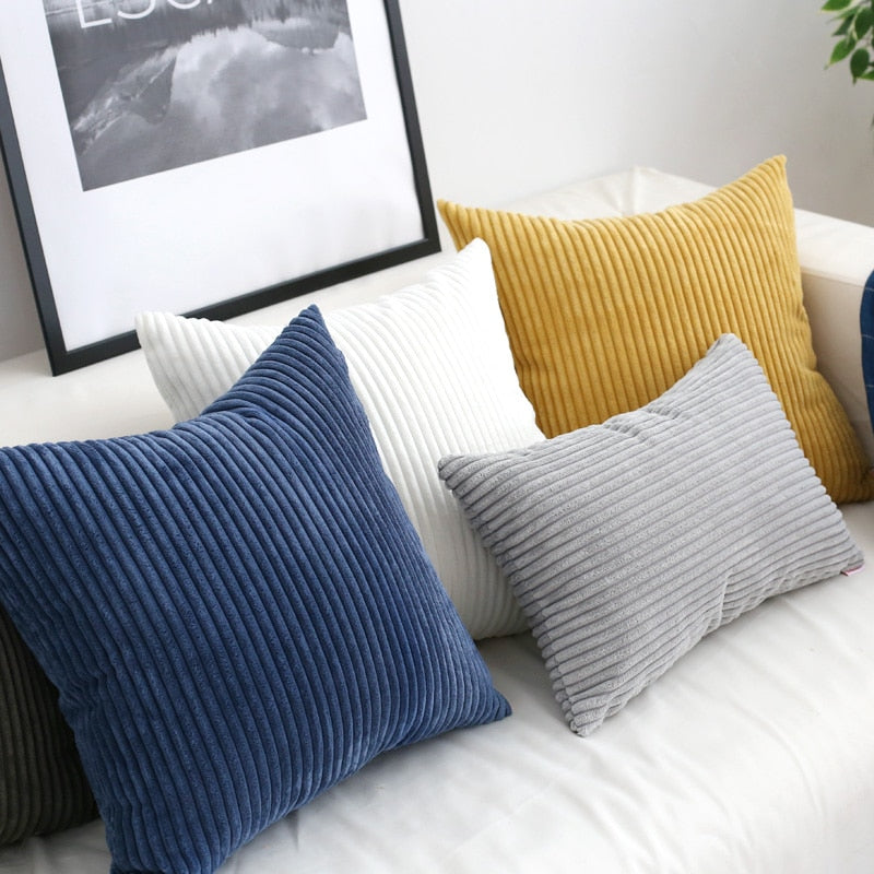 Cushion Covers Super-Soft Striped Velvet Corduroy Home Decorative Pillow Cover For Sofa 45x45cm Decorative Pillow Case