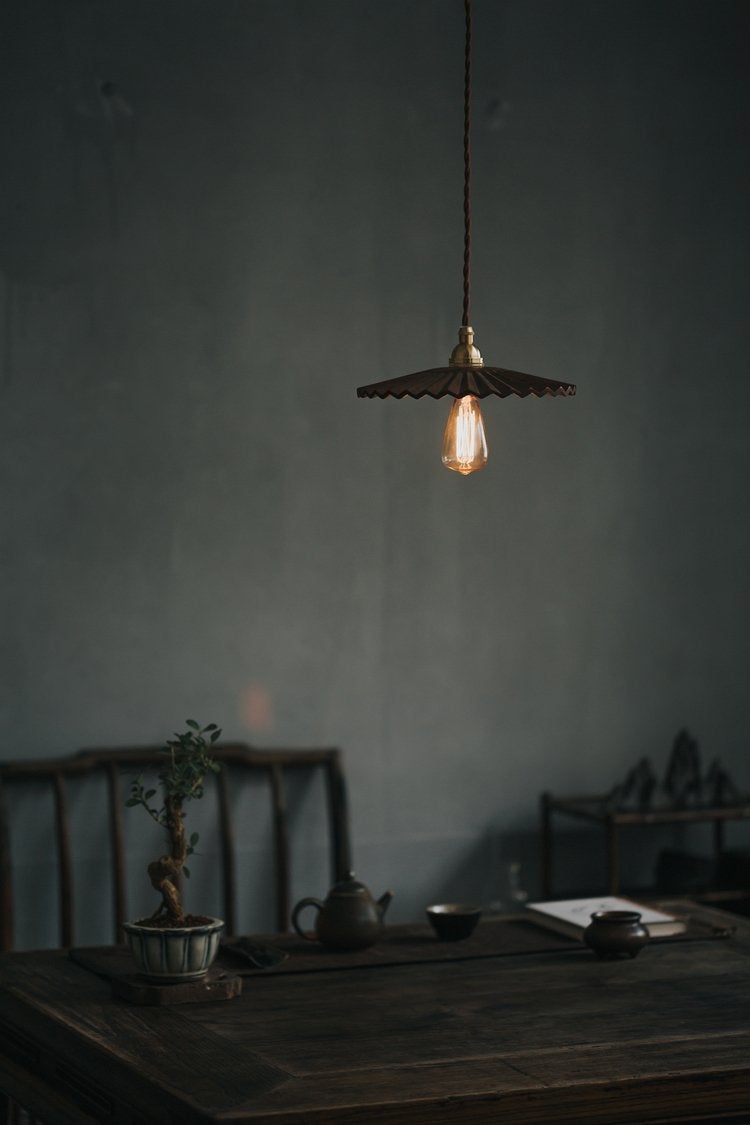 Caffeine Hand Crafted Wood Shade Pendant Light