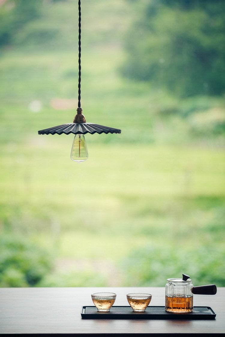 Caffeine Hand Crafted Wood Shade Pendant Light