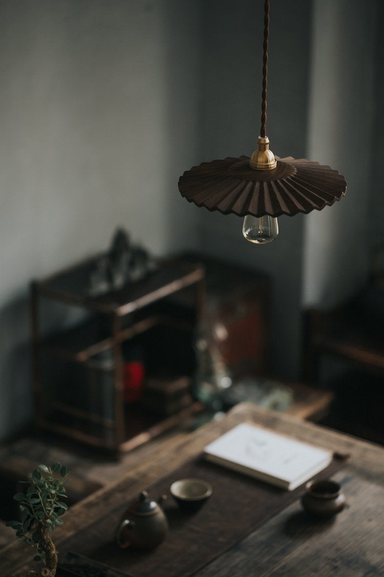 Caffeine Hand Crafted Wood Shade Pendant Light