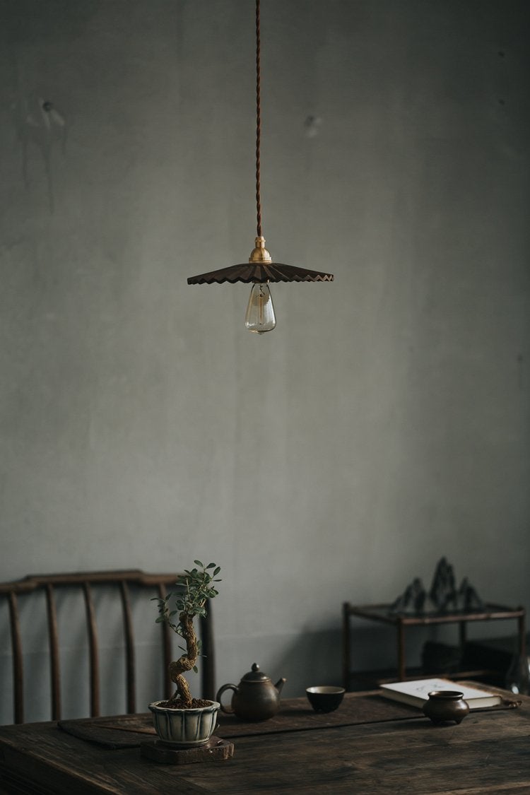 Caffeine Hand Crafted Wood Shade Pendant Light