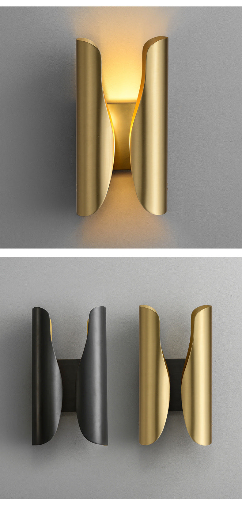 H-shaped Gold Wall Lamp