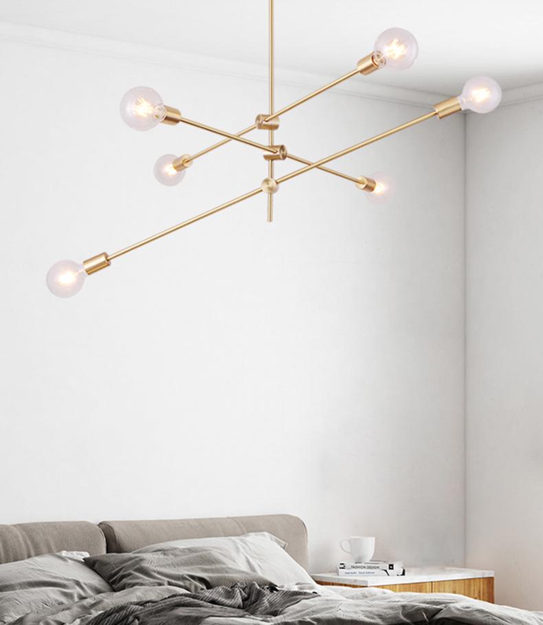 Circa Brass Mid century Pendant Light - 3 lines (6 heads)