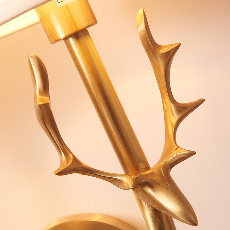 Deer Head Corporal Bronze Wall Lamp