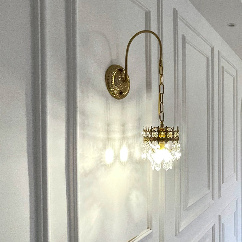French Crown Crystal Wall Lamp