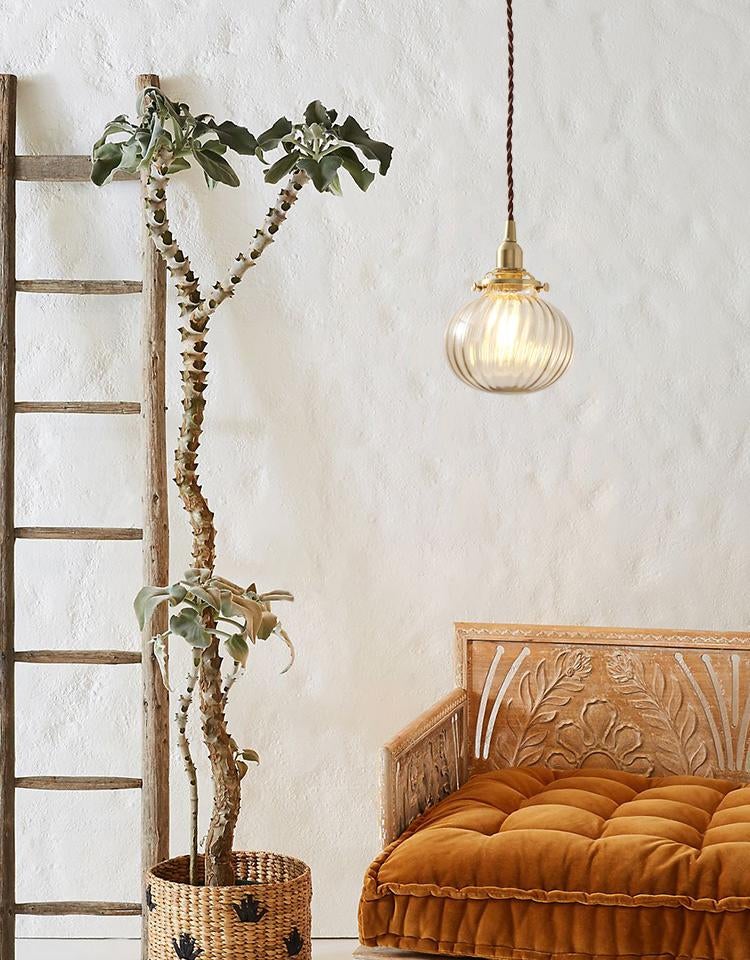 Vintage Anemone Glass Ball Pendant Light