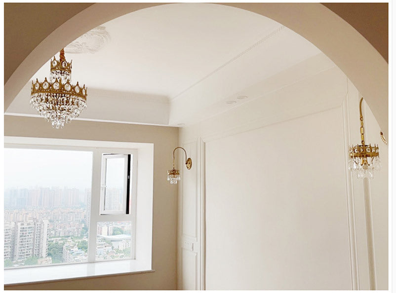 French Crown Crystal Wall Lamp