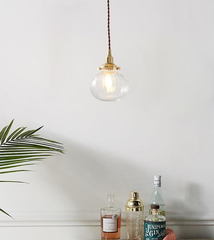 Vintage Anemone Glass Ball Pendant Light