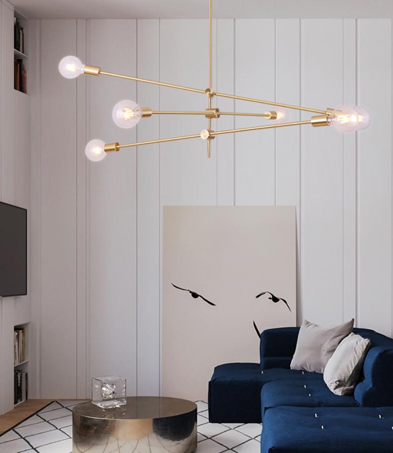 Circa Brass Mid century Pendant Light - 3 lines (6 heads)