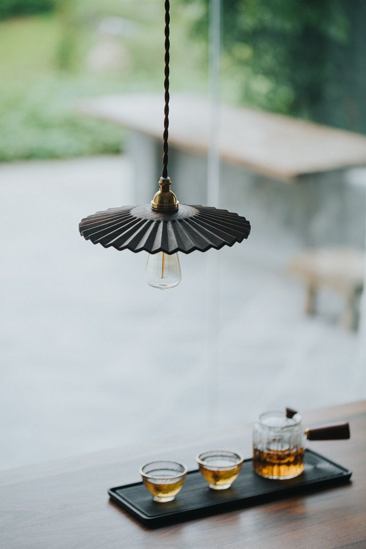 Caffeine Hand Crafted Wood Shade Pendant Light