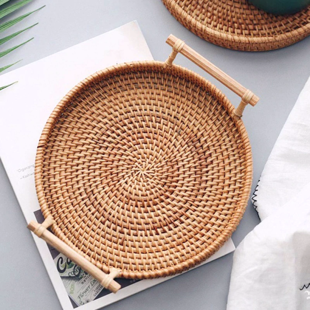 Le Naturale Round Rattan Tray