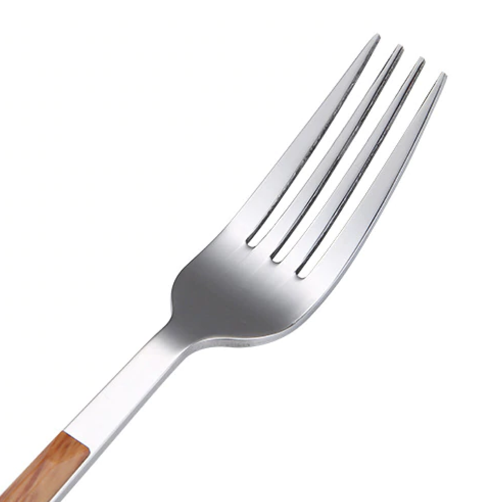 Modernistic Wood Silver Dinnerware Set