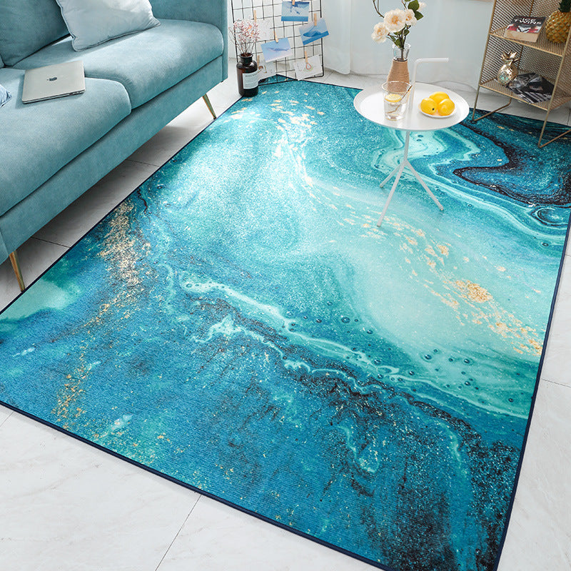 Feblilac Hairless Abstract Magnificent Palace Area Rug, Multiple Sized Living Room Rug, Blue Poly Floor Rug, Anti Slip Living Room Mats, Soft Thick Area Carpet, Art Living Room Carpet, Hot Non Slip Floor Rugs