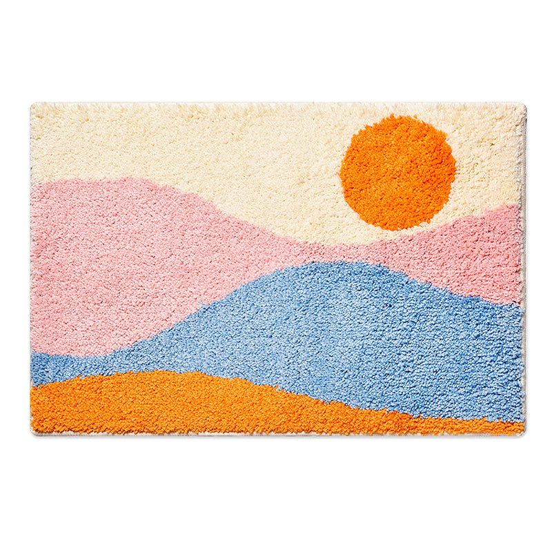 Feblilac Pink Mountain Bath Mat, 15.7"x23.6" Non Slip Bathmat, Colorful Bathroom Rugs, Anti Slip Toilet Mat, Soft Thick Bathroom Carpet, Art Bathroom Mats, Best Bath Rugs, Hot Shower Mat Non Slip, Toilet Rug