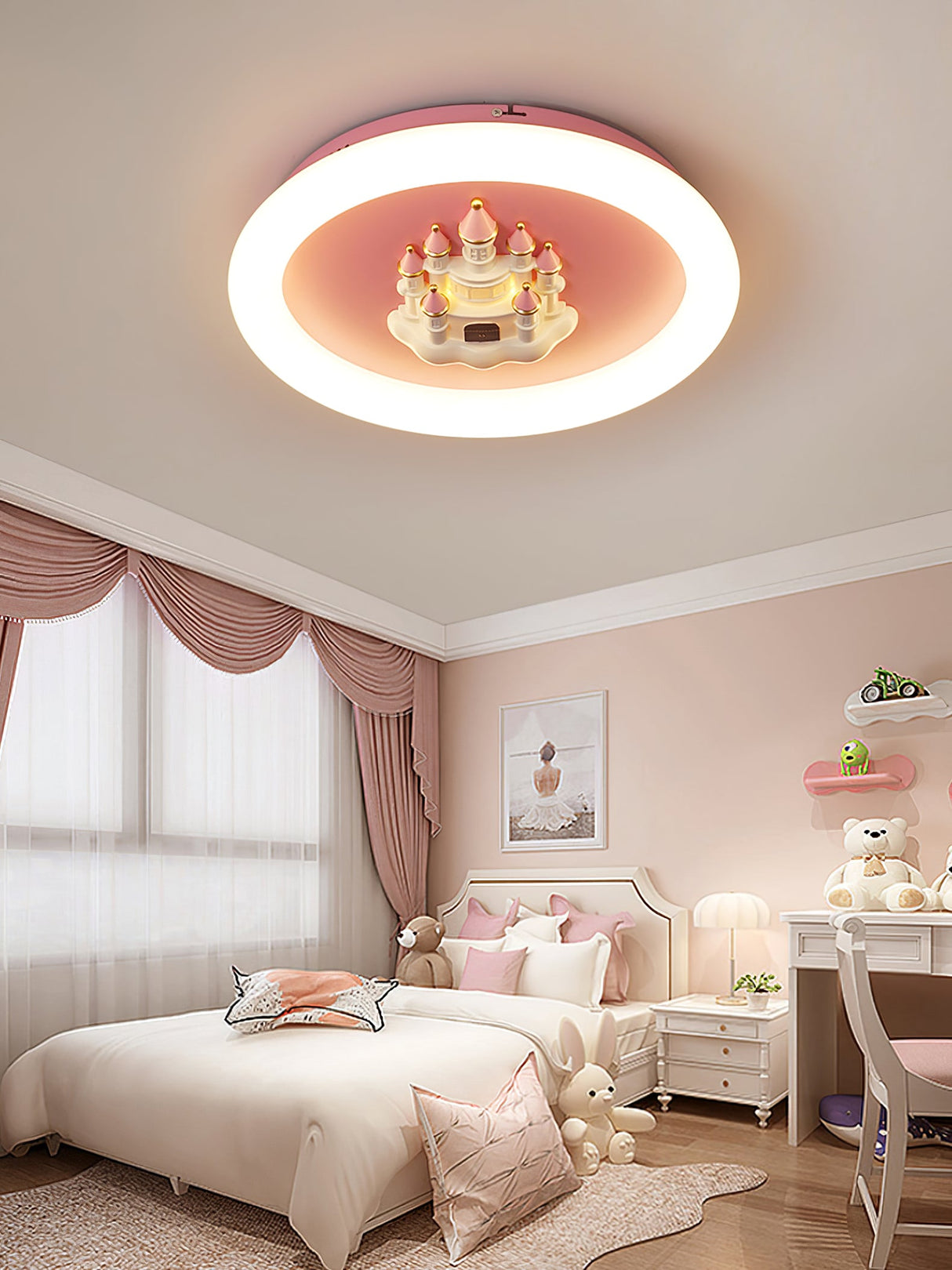 Pink Castle Round Ceiling Lamp
