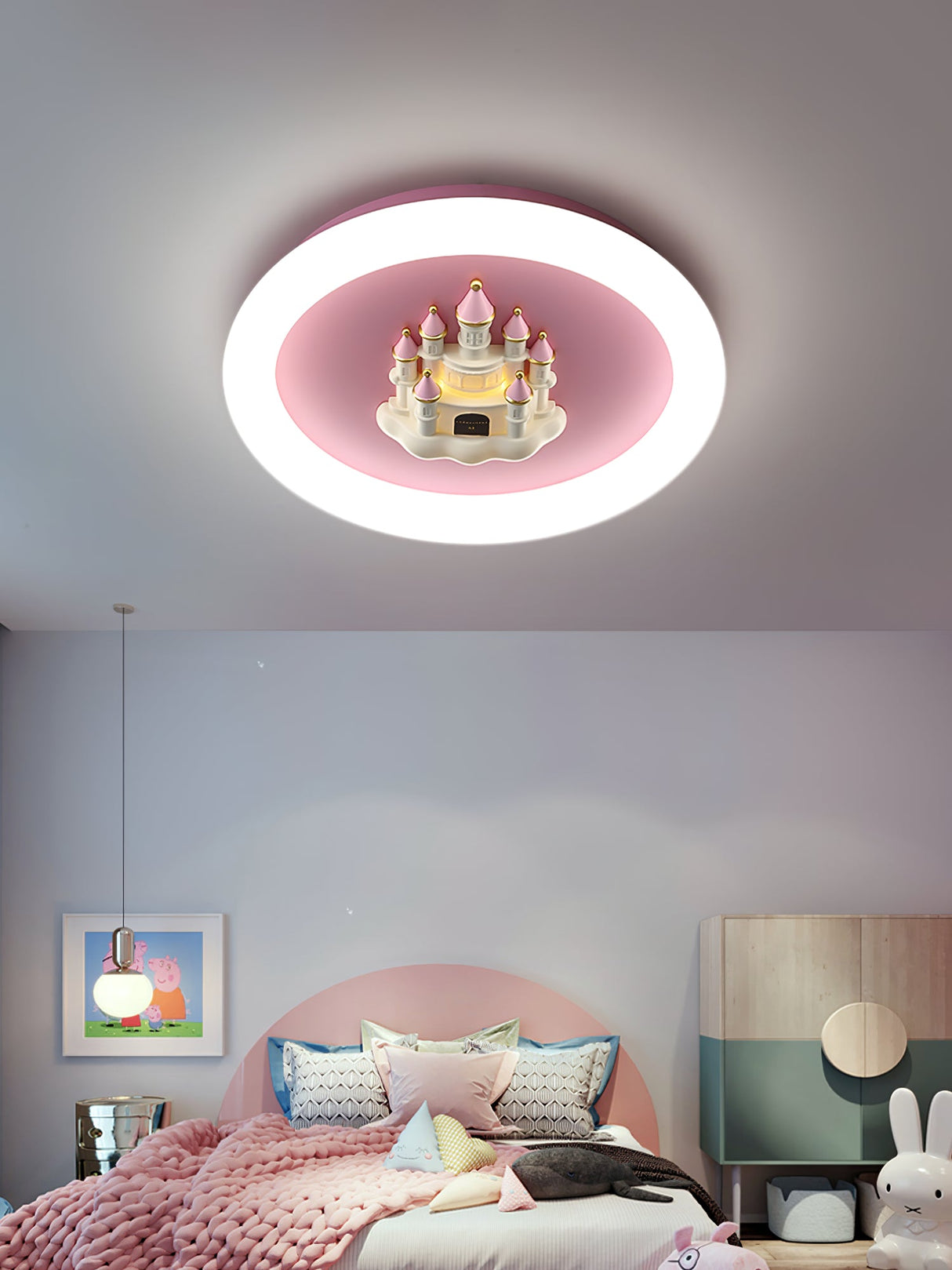 Pink Castle Round Ceiling Lamp