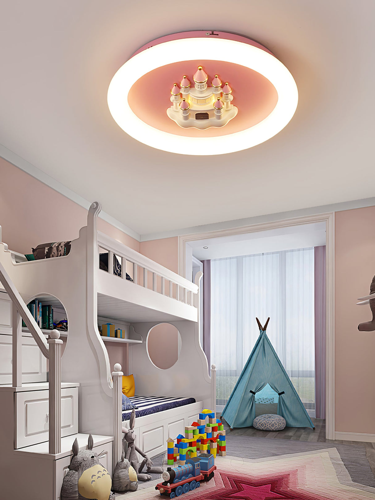 Pink Castle Round Ceiling Lamp