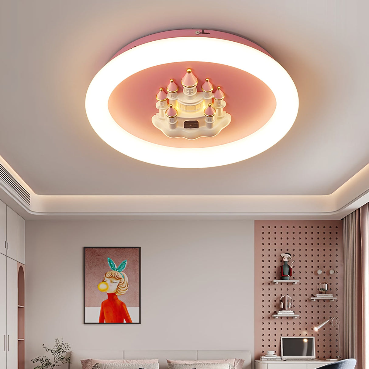 Pink Castle Round Ceiling Lamp