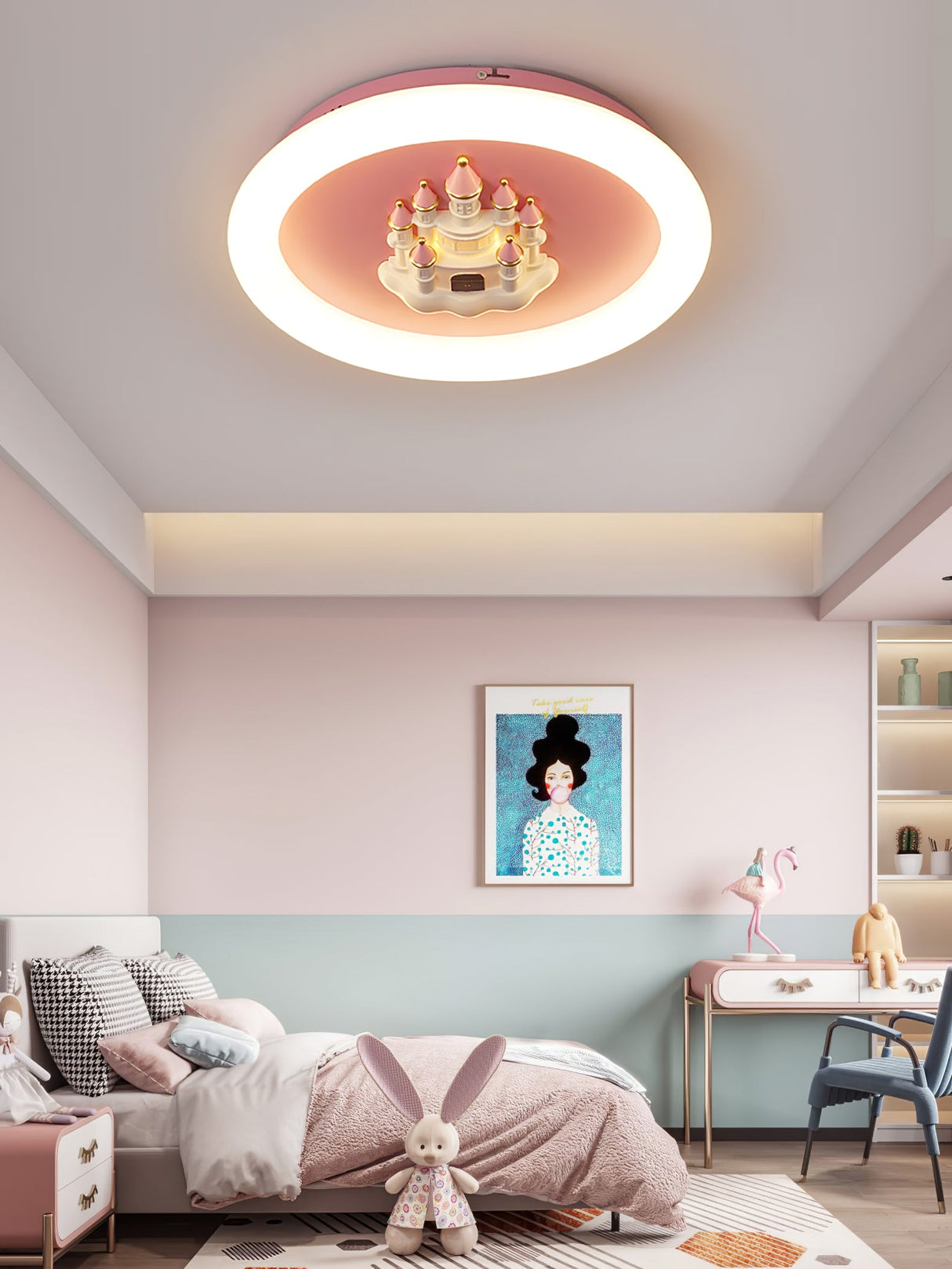 Pink Castle Round Ceiling Lamp