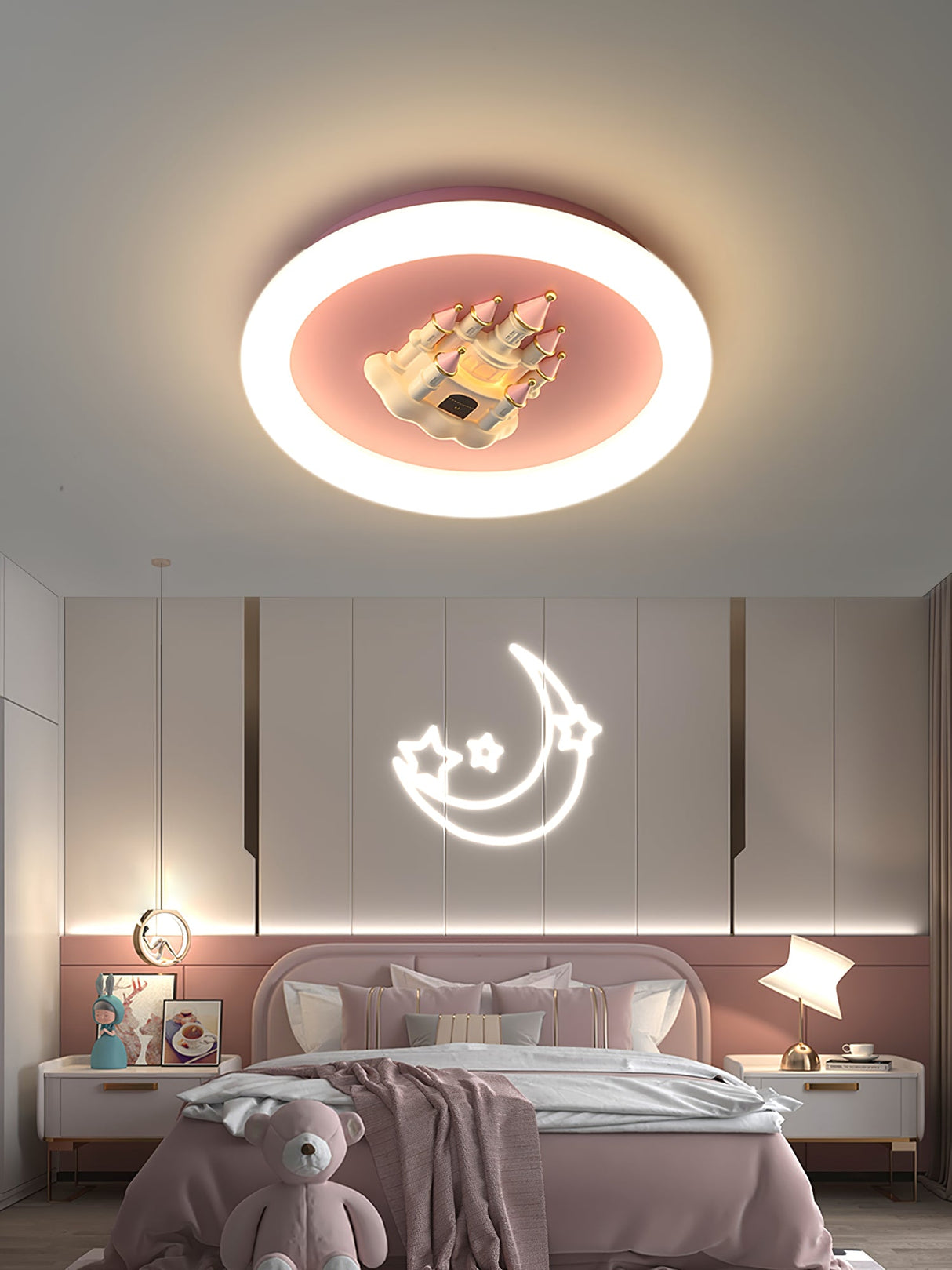 Pink Castle Round Ceiling Lamp