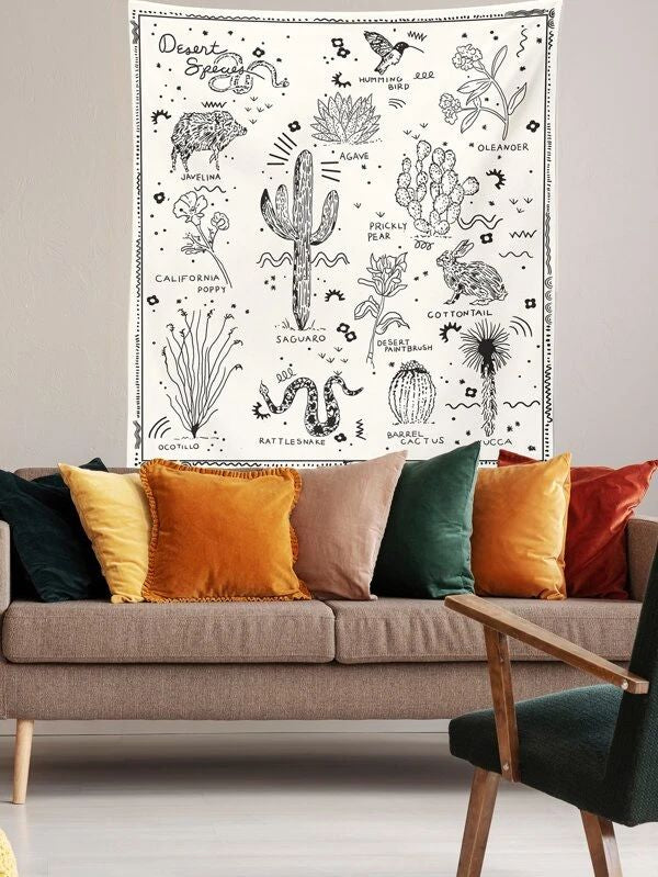 Plant & Animal Print Tapestry