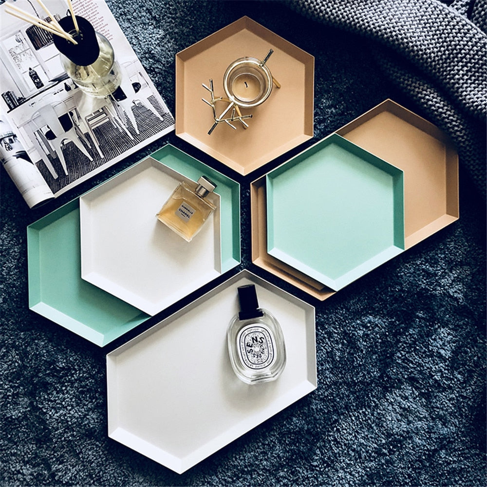 Metal Diamond Polygonal Geometric Display or Serving Dish