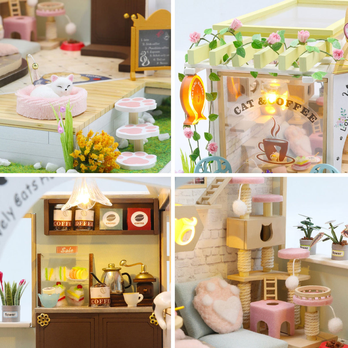 Dollhouse Miniature, Cat Coffee Shop