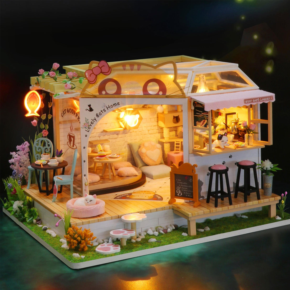 Dollhouse Miniature, Cat Coffee Shop