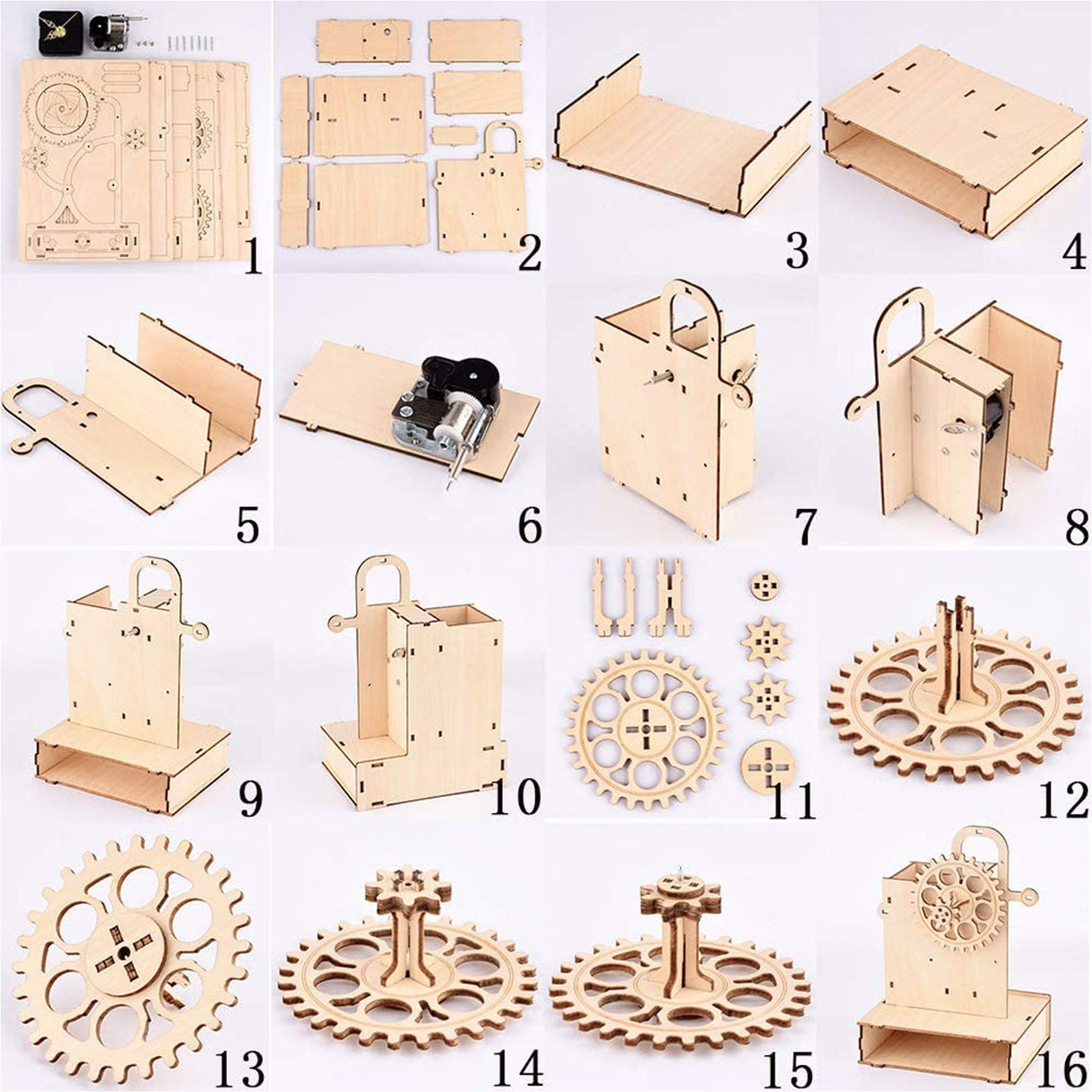 3D Wooden Music Box Clock