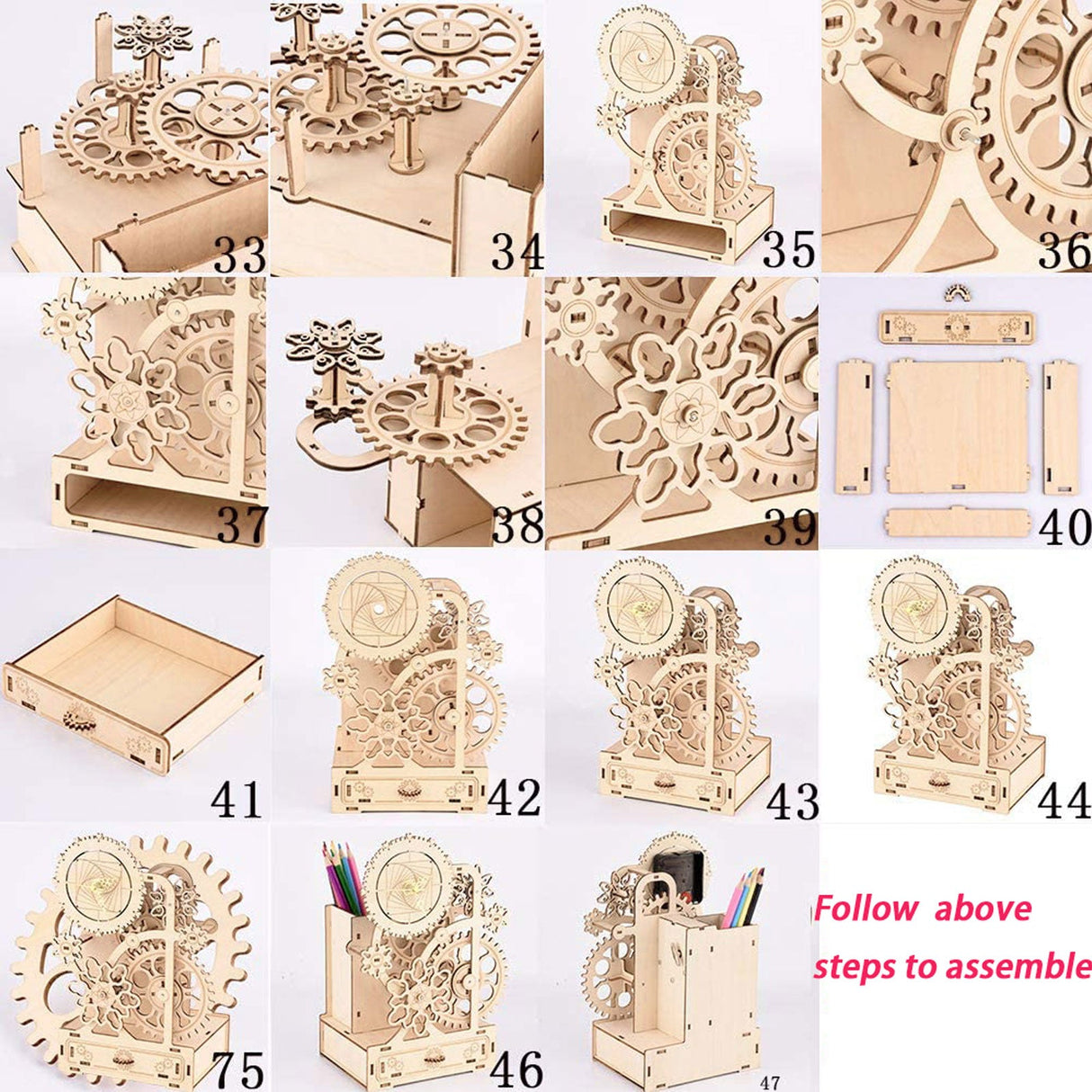 3D Wooden Music Box Clock