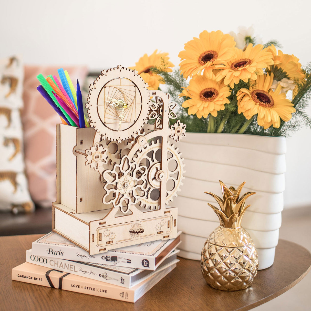 3D Wooden Music Box Clock